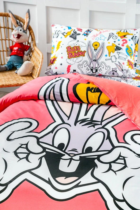 ÖZDİLEK BUGSBUNNY LİSANSLI TEK KİŞİLİK RANFORCE NEVRESİM TAKIMI ürün görseli 1