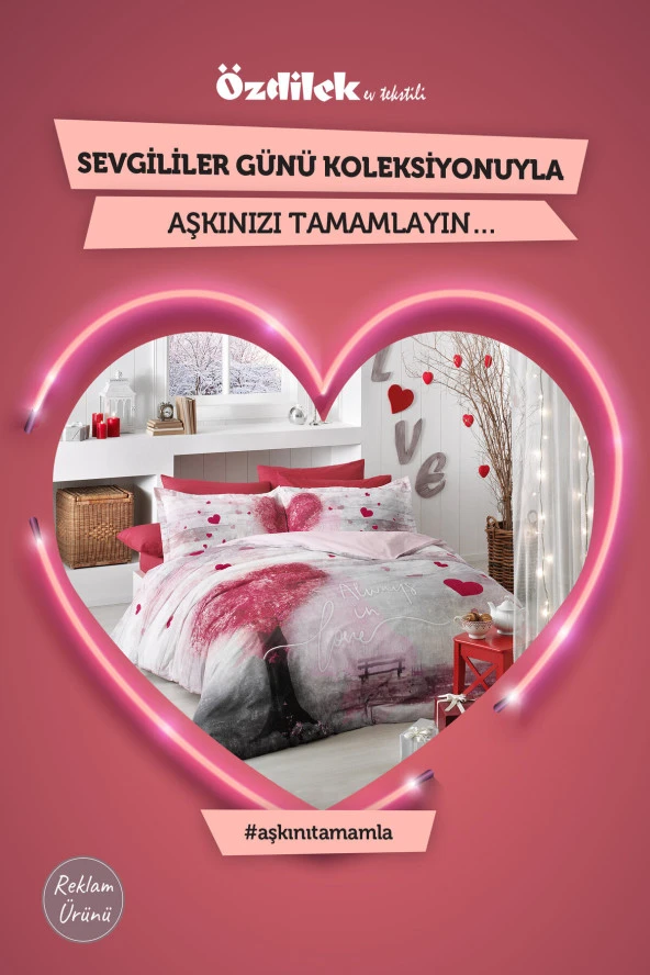 ÖZDİLEK ALWAYS İN LOVE ÇİFT KİŞİLİK NEVRESİM TAKIMI ürün görseli 1