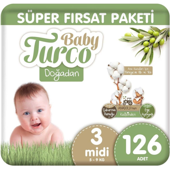 Baby Turco Doğadan 3 Numara Midi 126'lı Bebek Bezi ürün görseli 1