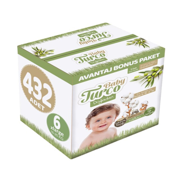 Baby Turco Doğadan 6 Numara XLarge 432'li Bebek Bezi ürün görseli 1