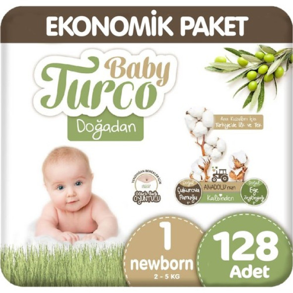 Baby Turco Doğadan 1 Numara Yenidoğan 128'li Bebek Bezi ürün görseli 1