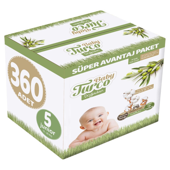 Baby Turco Doğadan 5 Beden Junior 360'lı Bebek Bezi ürün görseli 1