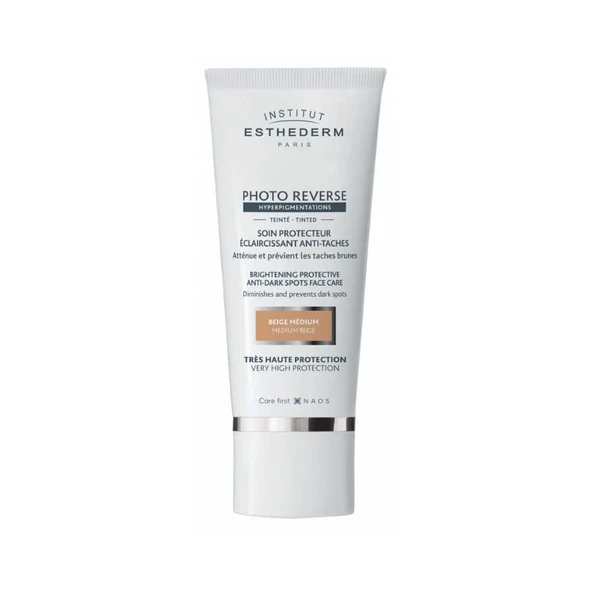Institut Esthederm Photo Reverse Tinted Medium Beige 50 ml – Leke ve Ton Eşitlemeye Yardımcı Güneş Koruyucu Krem ürün görseli 1