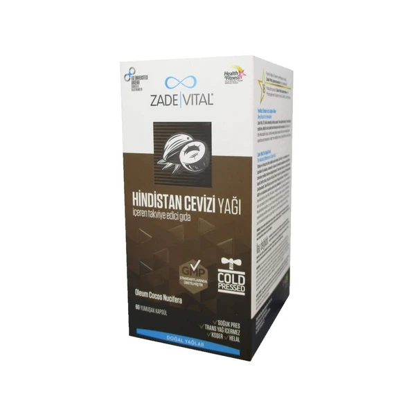Zade Vital Hindistan Cevizi Yağı 1000mg 60 Kapsül ürün görseli 1