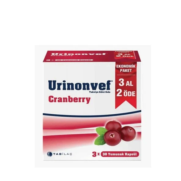 Urinonvef Cranberry 3 x 30 Kapsül ürün görseli 1