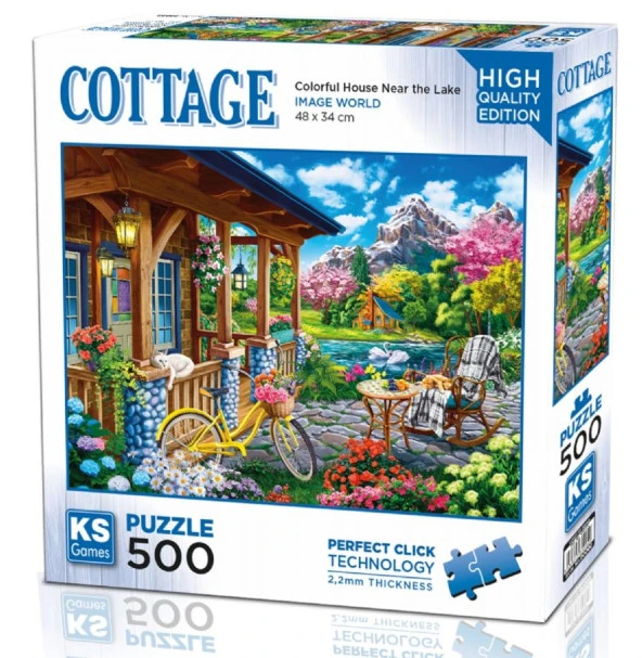 KS Games 500 Parça Göl Kenarında Renkli Ev Puzzle ürün görseli 1