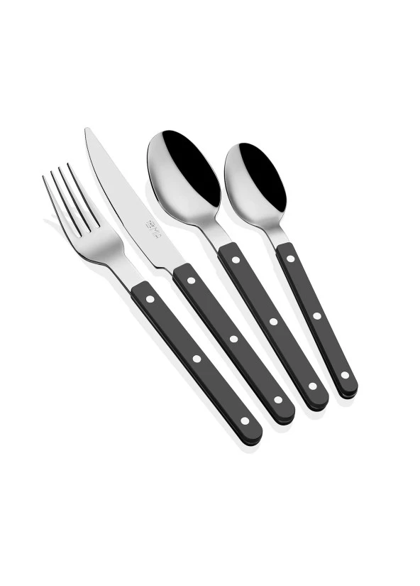 The Mia Comida Çatal Kaşık Bıçak Takımı Siyah 24 Parça ürün görseli 1