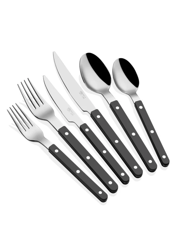 The Mia Comida Çatal Kaşık Bıçak Takımı Siyah 36 Parça ürün görseli 1
