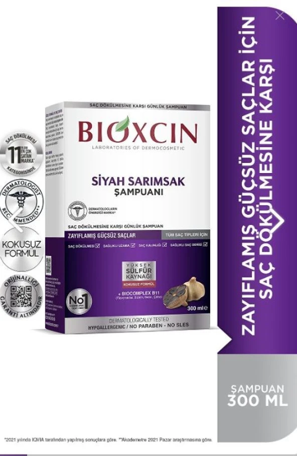 Bioxcin Siyah Sarımsak Şampuanı 300 Ml 8680512628132 ürün görseli 1