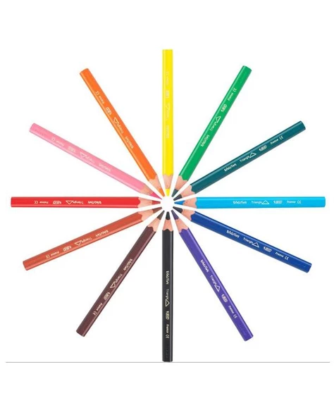 Bic Kids Evolution Jumbo Üçgen Kuru Boya Seti 12 Renk - Resim 2