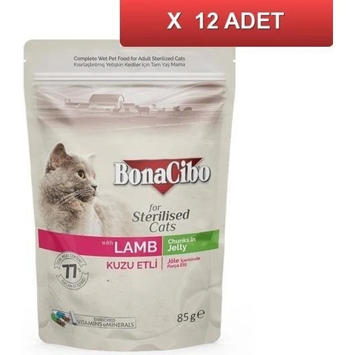 Bonacibo Pouch Kuzu Etli Kısır Kedi Konservesi 85 gr (12 Adet) ürün görseli 1