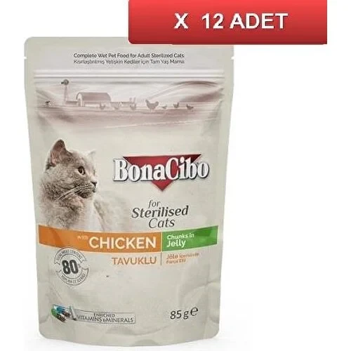 Bonacibo Pouch Tavuklu Kısır Kedi Konservesi 85 gr (12 Adet) ürün görseli 1