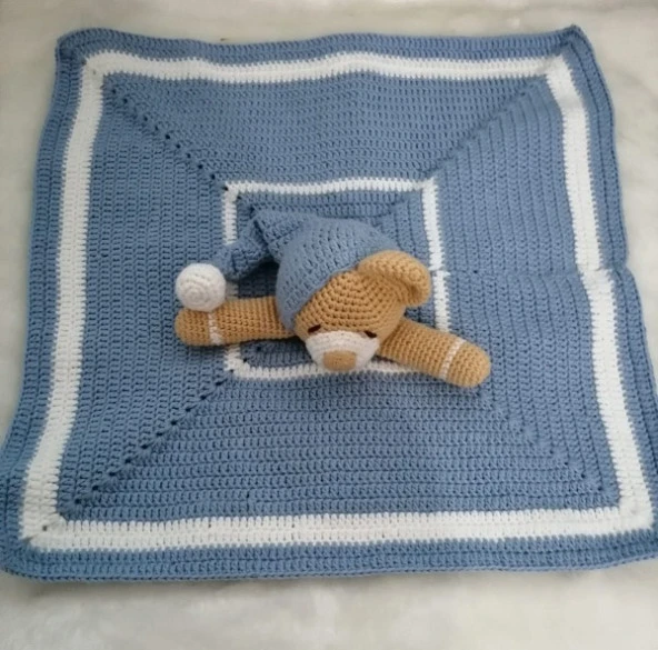 Uykucu Ayıcık Uyku Arkadaşı Amigurumi Organik Oyuncak ürün görseli 1