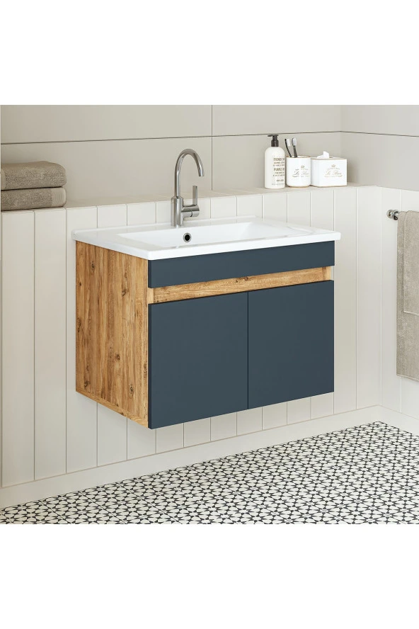 ROOMART  Lavabolu  Atlantik - Antrasit Mat Mdf 65 Cm Banyo Dolabı ürün görseli 1