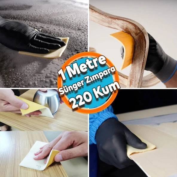Ahşap Metal Sünger Zımpara Kağıdı Mutfak Banyo Bulaşık Süngeri Bant Kağıt Süngerli Zımpara 1 Metre 220 Kum ürün görseli 1