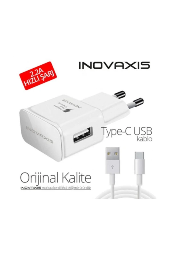 Inovaxis Xiaomi Mİ Max 2 Hızlı Şarj Cihazı + Type-C Data Kablosu Beyaz 2.2A ürün görseli 1