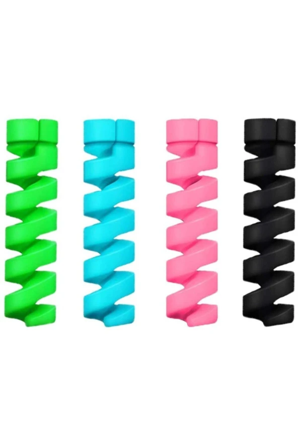 Inovaxis Spiral Silikon Set Şarj Kablosu Kulaklık Kablosu Koruyucu ürün görseli 1