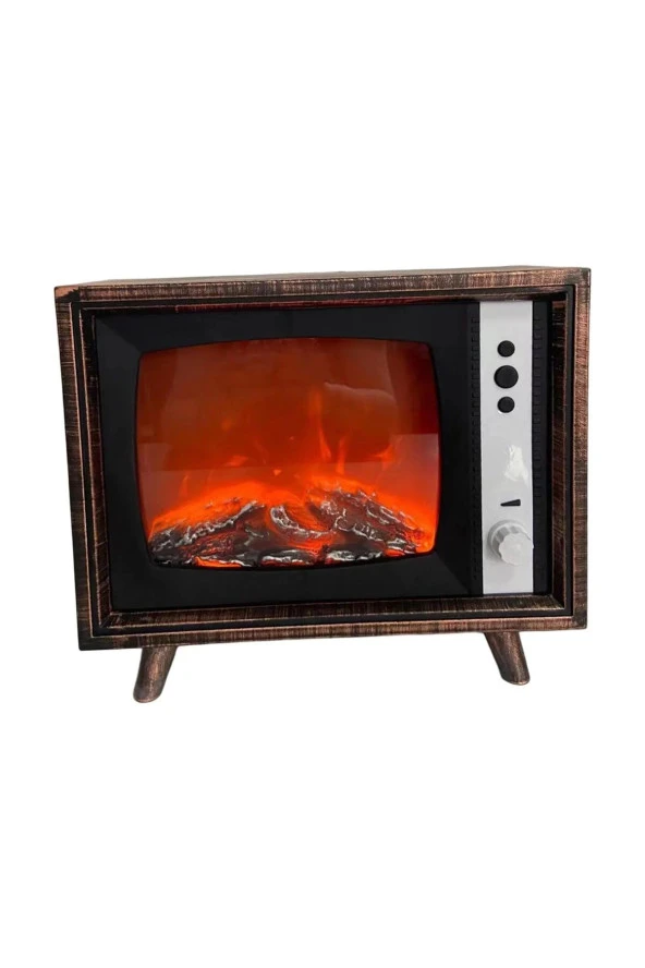 Inovaxis Retro TV Tasarımlı Dekoratif Taşınabilir Pilli veya Usbli Led Şömine Gece Lambası ürün görseli 1
