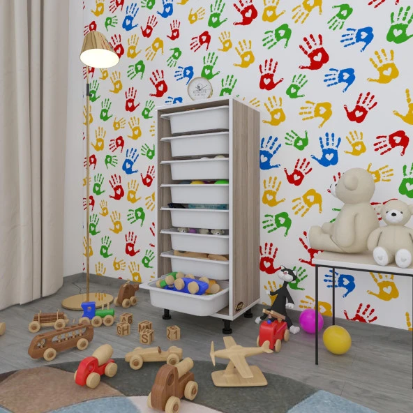 Kenzlife sepetli mutfak dolabı ruberu crd 110x45x30 banyo oyuncak çamaşır beyaz 8 li sepet ürün görseli 1