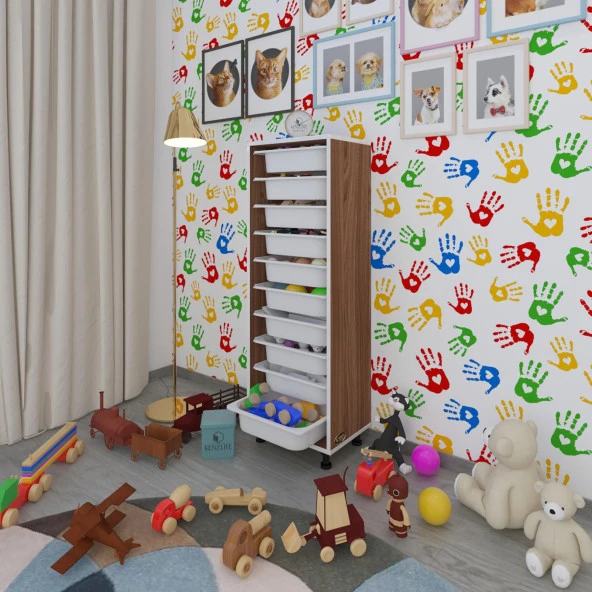 Kenzlife sepetli mutfak dolabı ruberu cvz 134x45x30 banyo oyuncak çamaşır beyaz 10 lu sepet ürün görseli 1
