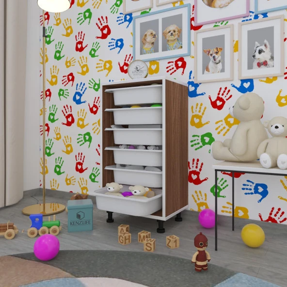 Kenzlife sepetli mutfak dolabı ruberu cvz 086x45x30 banyo oyuncak çamaşır beyaz 6 lı sepet ürün görseli 1