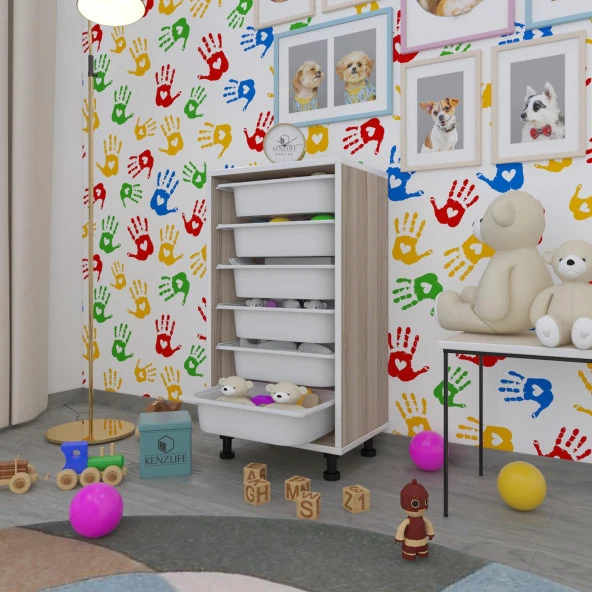 Kenzlife sepetli mutfak dolabı ruberu crd 086x45x30 banyo oyuncak çamaşır beyaz 6 lı sepet ürün görseli 1