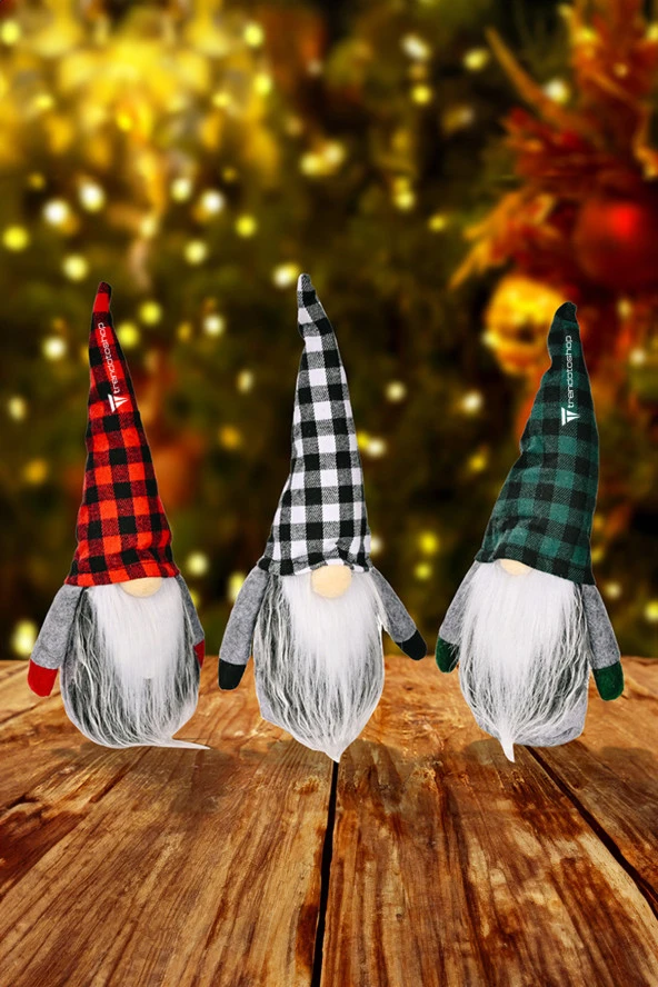 64365  3’lü Gnome Dekorasyon Seti, Sevimli Peluş Gnome Noel Hediyesi ürün görseli 1