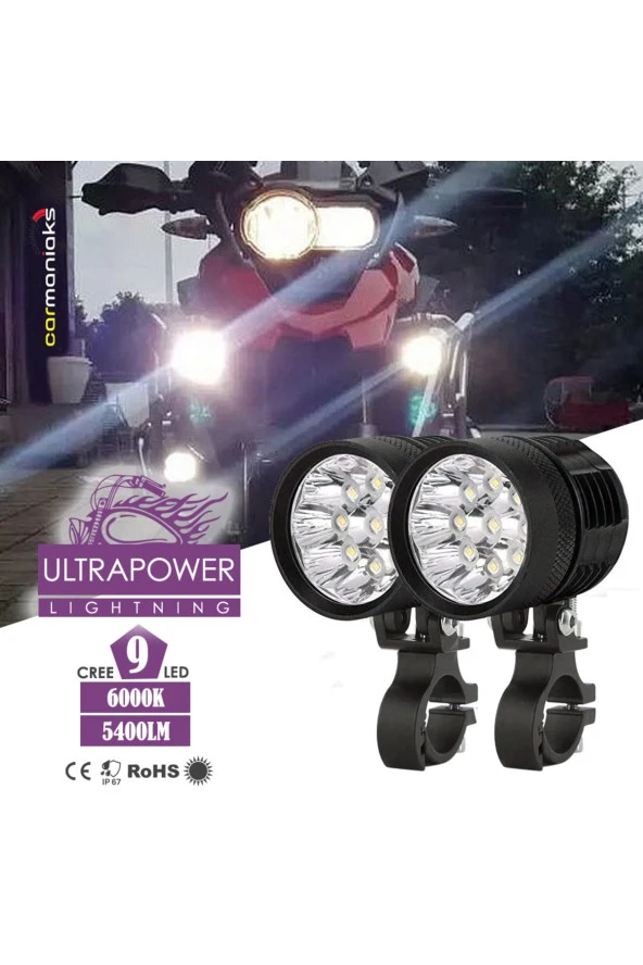 41435  Cree Led Ultra Power Lightning Usa Evrensel Sis Farı 9 Led Su Geçirmez Off Road Oto Motor Led Far ürün görseli 1