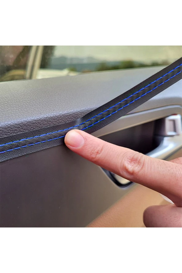 61078  8 Metre Deri Trim Fitili Mavi Dikişli ürün görseli 1