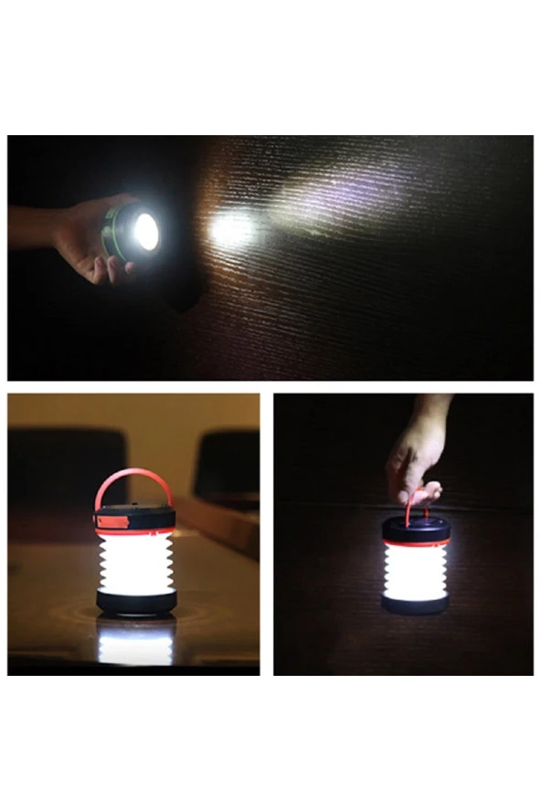21291  Usb Şarj Özellikli Solar Akordeon Beyaz Led Kamp Lambası ürün görseli 1