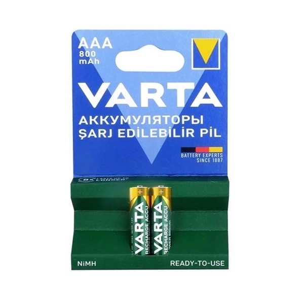 Varta Şarj Edilebilir Kalem Pil 2'li AAA 800mAh ürün görseli 1