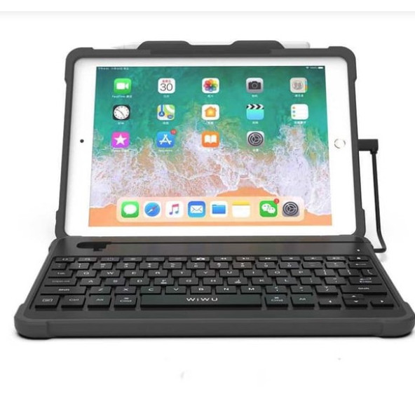 Wiwu Apple iPad MFI Lisanslı Standlı Klavyeli Kılıf Siyah ürün görseli 1