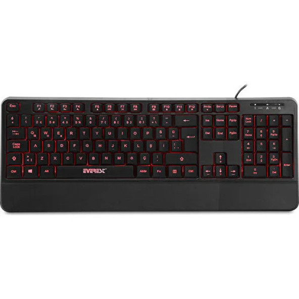 Everest KB-R61 BRIGHT Siyah USB 3 Renk Aydınlatmalı Q Sabit Bilek Destekli Gaming Oyuncu Multimedia Klavye ürün görseli 1