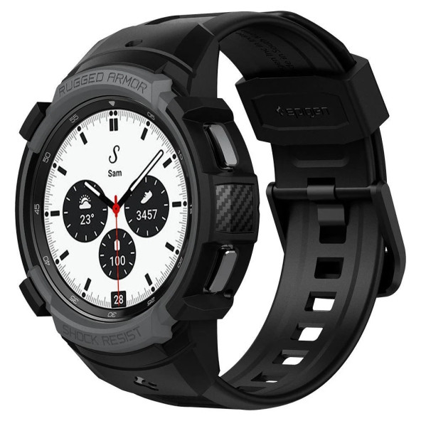 Spigen Samsung Galaxy Watch 4 Classic (42mm) ile Uyumlu Kılıf Rugged Armor Black - ACS03833 ürün görseli 1
