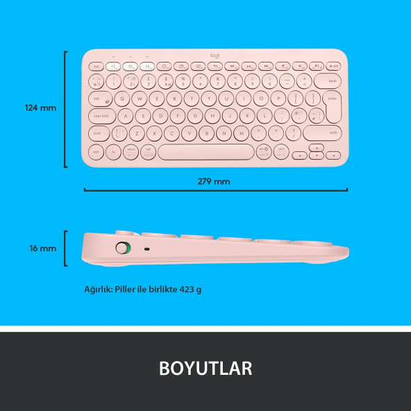 Logitech K380 Pembe Kablosuz Klavye OUTLET - Resim 2