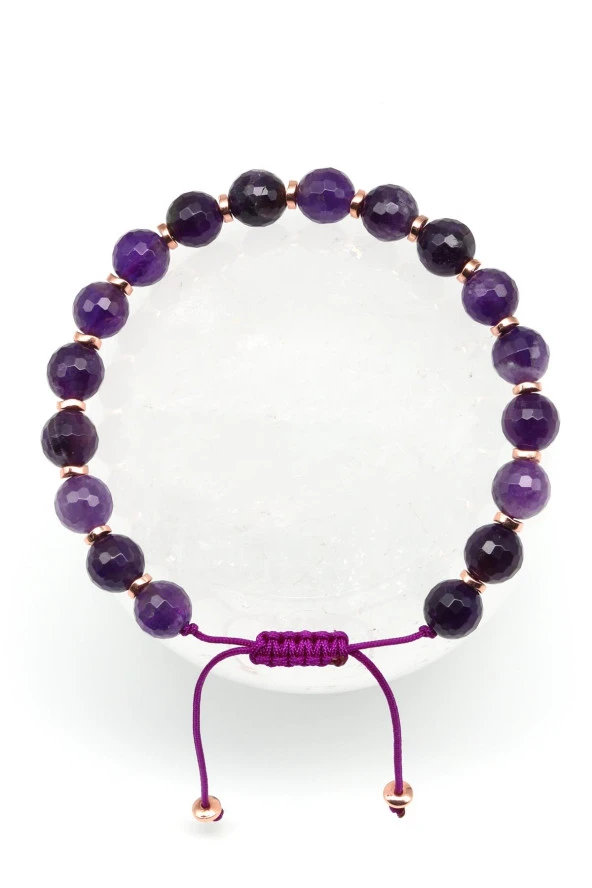 Ametist Doğal Taş Makrome Örme Bileklik ürün görseli 1