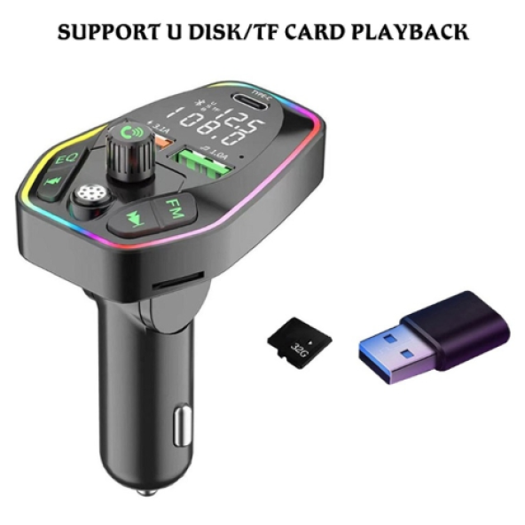 Q9 Araç Bluetooth MP3 Player TYPE-C Port Şarj Destekli FM Transmitter ürün görseli 1