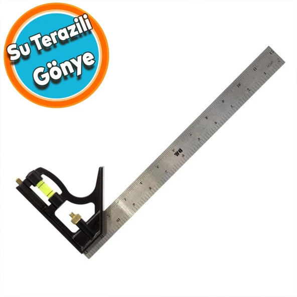 Ayarlanabilir Su Terazili Gönye 30cm 45-90° Marangoz Açı Ölçer ürün görseli 1