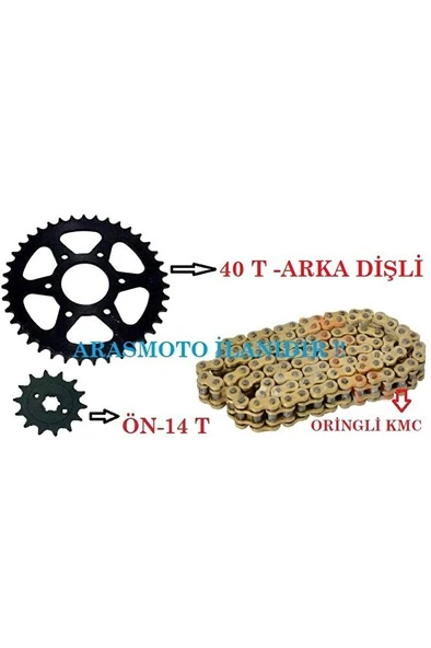Bajaj Pulsar Ns 200-Rs 200 Oringli Zincir Dişli Takımı Sfr Zincir (40 T-14 T) ARASMOTO ürün görseli 1