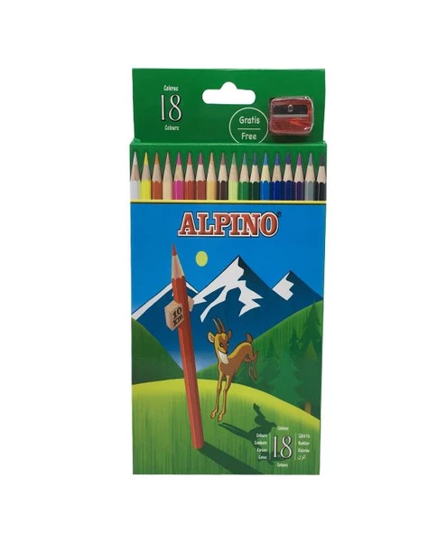 Alpino Uzun Kuru Boya Kalemi 18 Renk ürün görseli 1