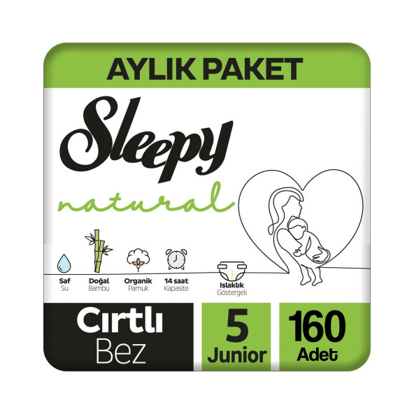 Sleepy Natural 5 Numara Junior 160'lı Bebek Bezi ürün görseli 1
