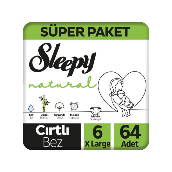 Sleepy Natural 6 Numara XLarge 64'lü Bebek Bezi ürün görseli 1
