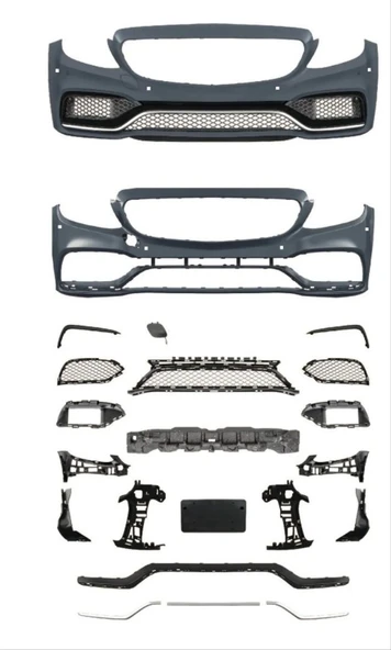 AUTOGP Mercedes w205 c63 ön tampon ve panjur seti silver trim 2013+ ürün görseli 1