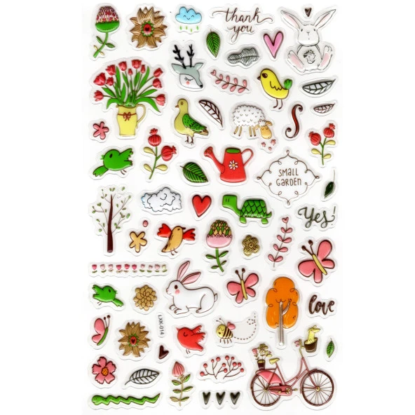 Sticker Kabartmalı Stiker Defter, Planlayıcı Etiket (lxk-014) - 22X14 cm - Bisiklet Renkli Kuşlar ürün görseli 1
