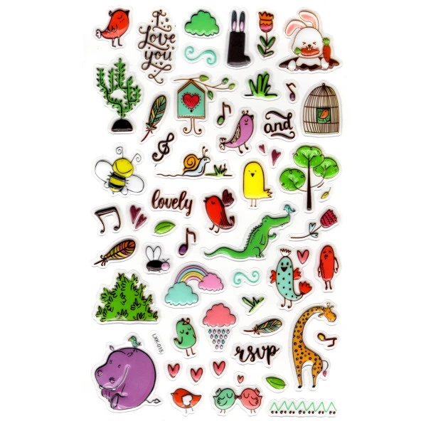 Sticker Kabartmalı Stiker Defter, Planlayıcı Etiket (lxk-015) - 22X14 cm - Hayvan ve Müzik ürün görseli 1