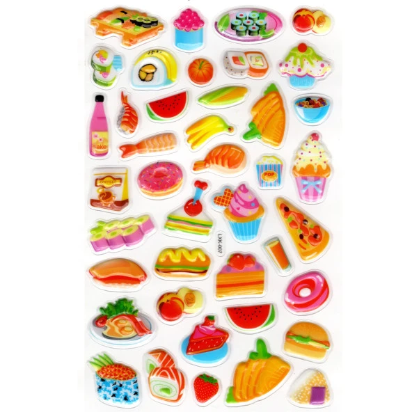 Sticker Kabartmalı Stiker Defter, Planlayıcı Etiket (lxk-007) - 22X14 cm - Pasta Suşi Yemek ürün görseli 1