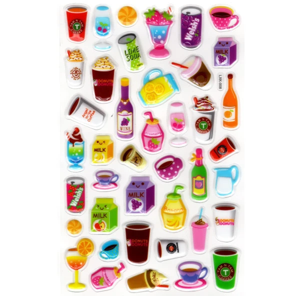 Sticker Kabartmalı Stiker Defter, Planlayıcı Etiket (lxk-008) - 22X14 cm - İçecekler ürün görseli 1