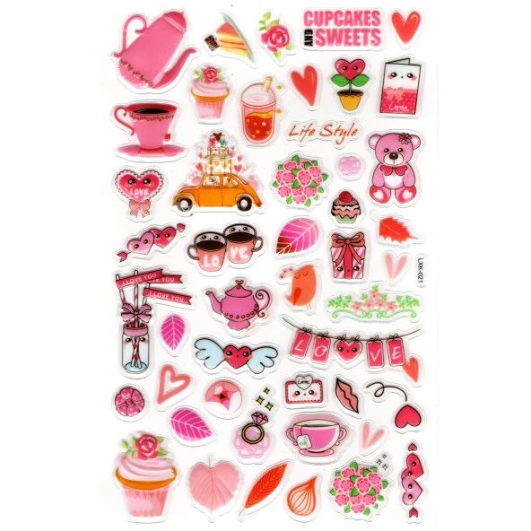 Sticker Kabartmalı Stiker Defter, Planlayıcı Etiket (lxk-021) - 22X14 cm - Pembe Love Ayıcık ürün görseli 1