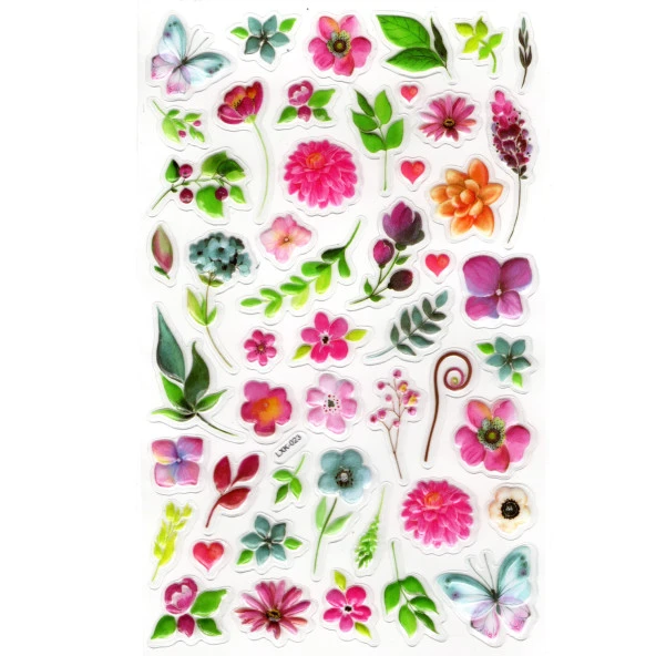 Sticker Kabartmalı Stiker Defter, Planlayıcı Etiket (lxk-023) - 22X14 cm - Renkli Çiçekler ürün görseli 1