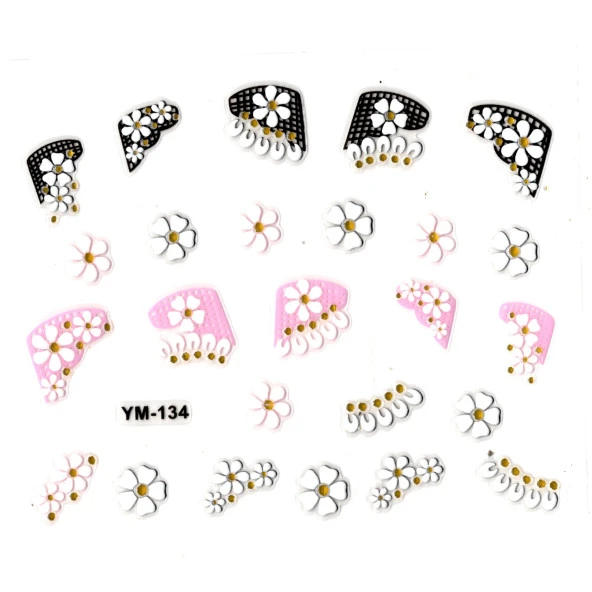 Tırnak Sticker, Tırnak Süsleme, Nail Art (ym-134) - 6X5 cm - Sıralı Papatya ürün görseli 1